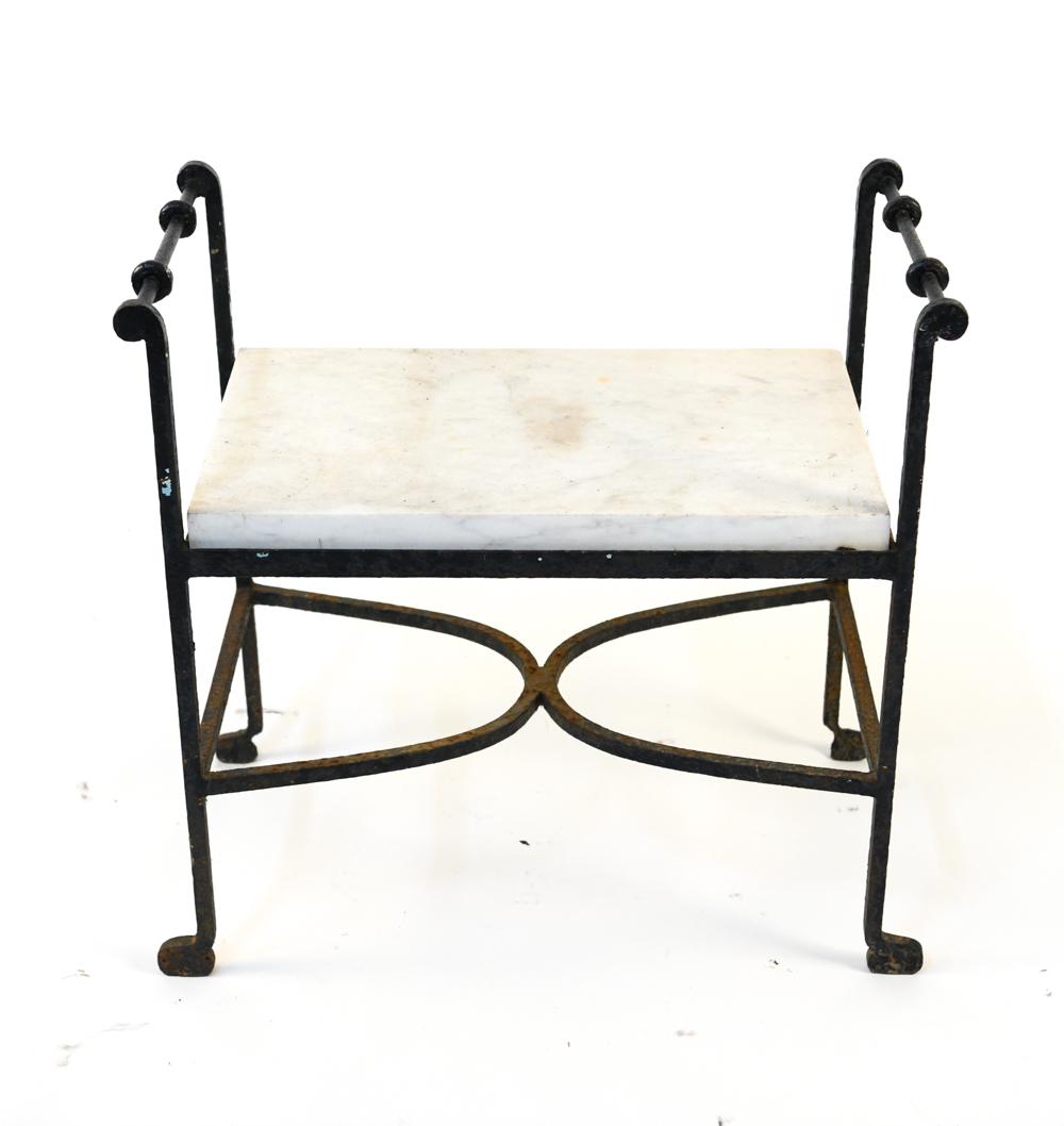WROUGHT IRON AND MARBLE ACCENT BENCH (1 of 16)