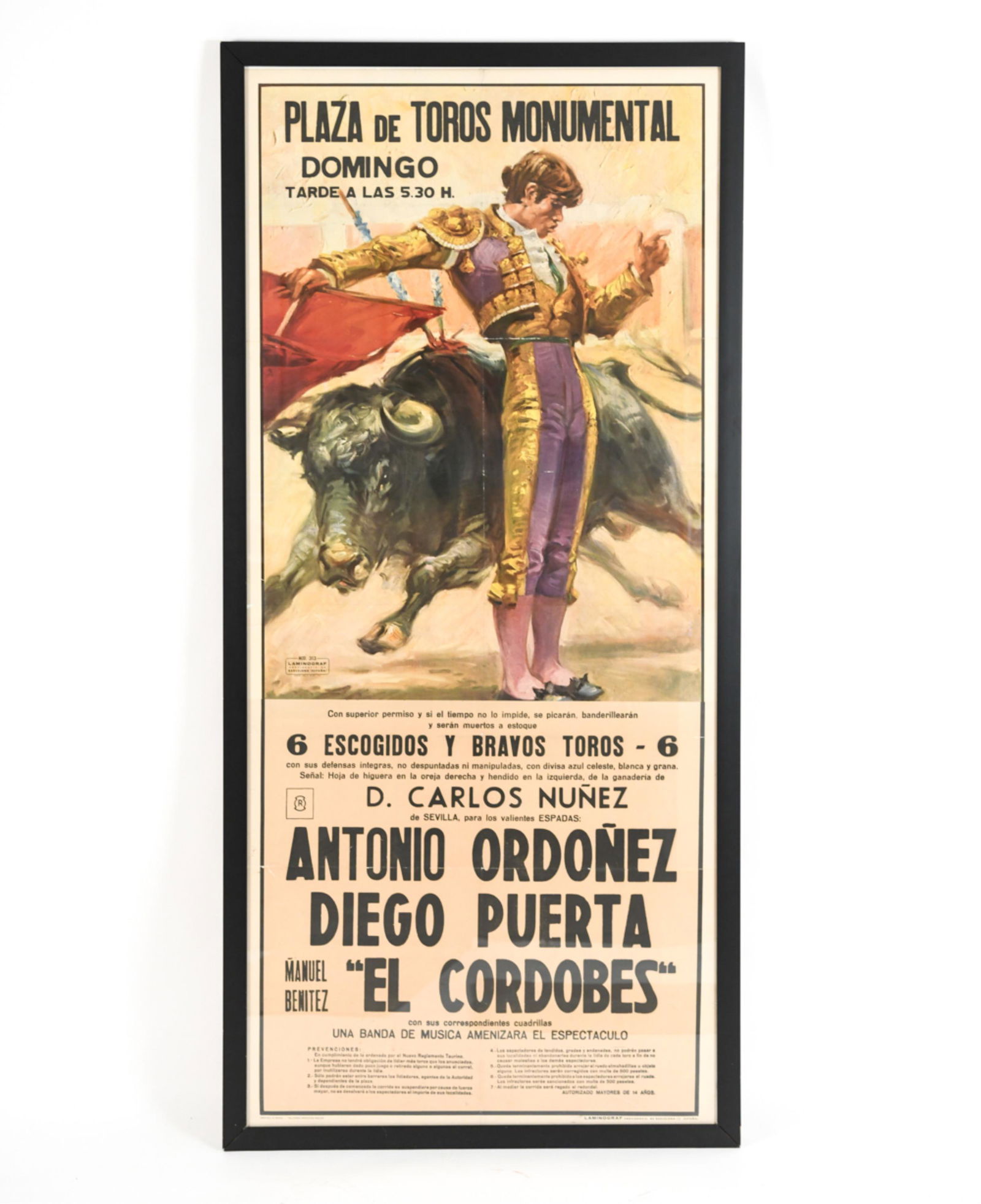 C. 1970'S LARGE SPANISH BULLFIGHTING POSTER (1 of 10)
