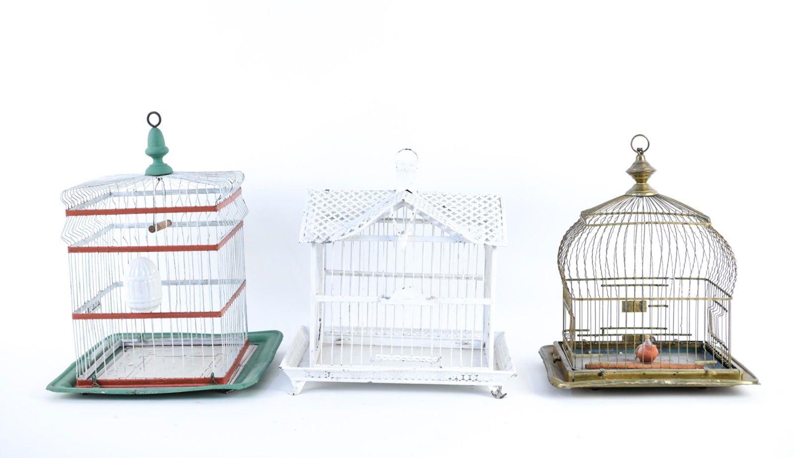 (3) ANTIQUE 20TH C. BIRDCAGES INCL. BRASS HENDRYX (1 of 8)