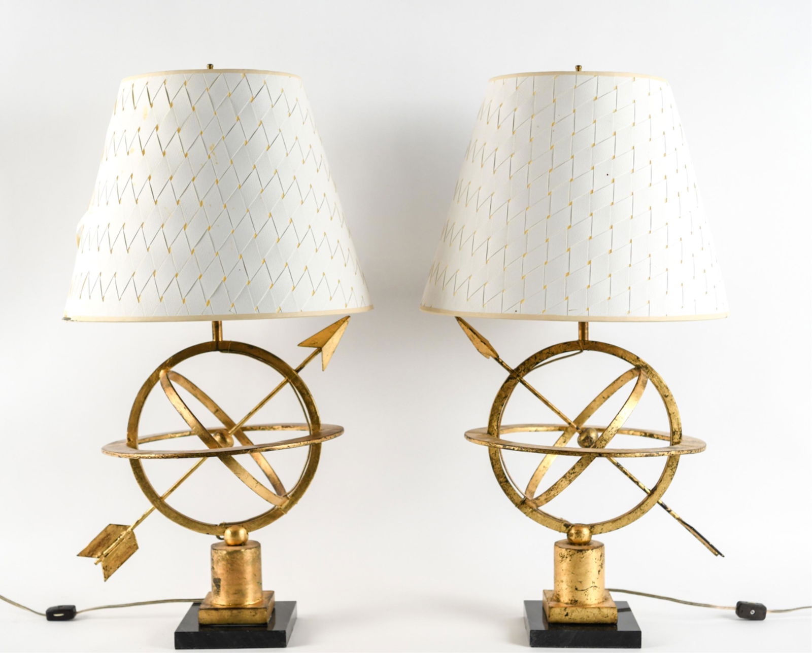 PAIR OF METAL & MARBLE ARMILLARY TABLE LAMPS (1 of 20)