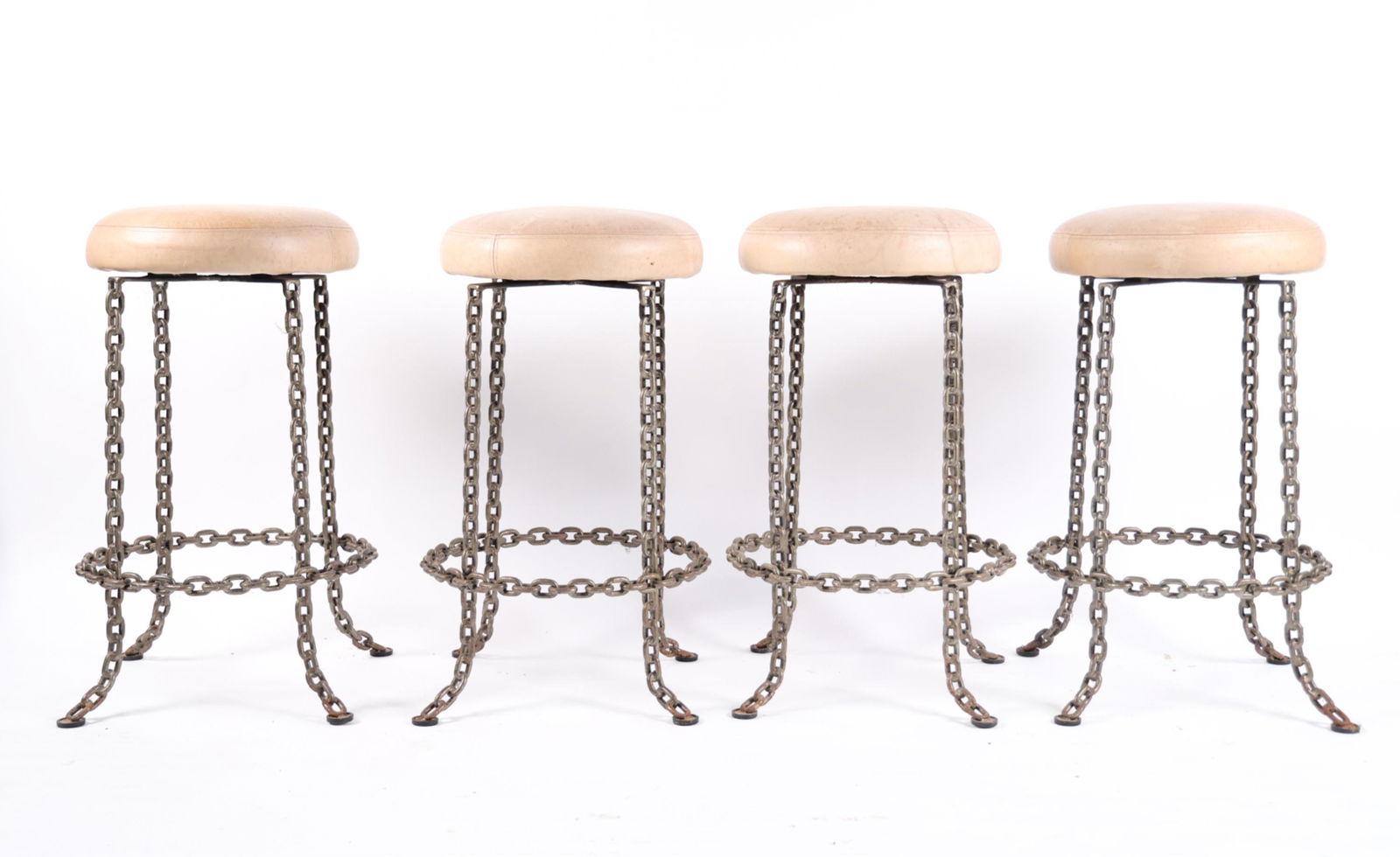 (4) STEEL CHAIN LINK BASE BAR STOOLS (1 of 17)