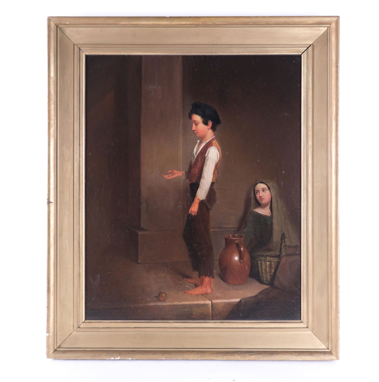 19TH C. O/C BEGGAR BOY PAINTING (1 of 15)