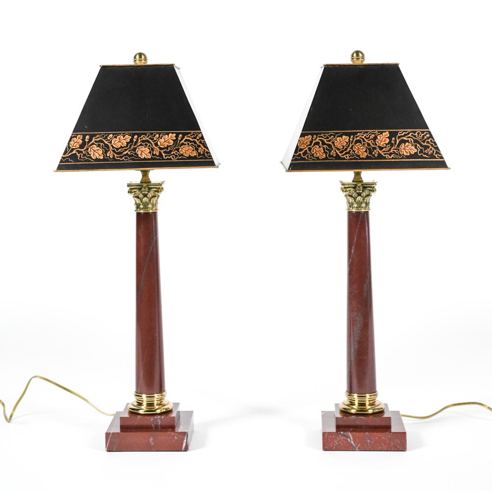 (2) J.A. COLLECTION INT. RED MARBLE ORMOLU LAMPS (1 of 16)