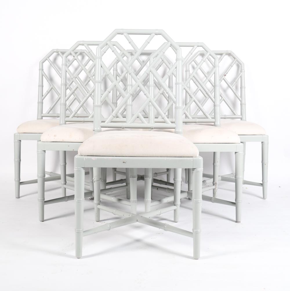 (6) CHINESE CHIPPENDALE FAUX BAMBOO DINING CHAIRS (1 of 17)
