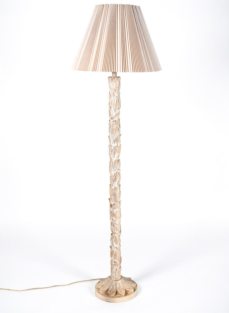 CARVED WOODEN LEAF FLOOR LAMP (1 of 10)