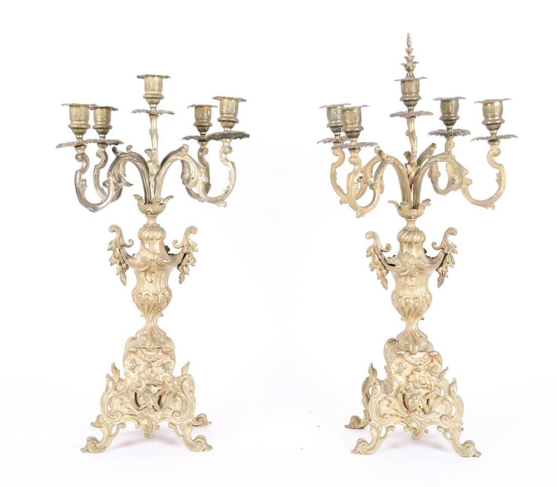 PAIR OF FRENCH BRASS CANDELABRAS (1 of 20)