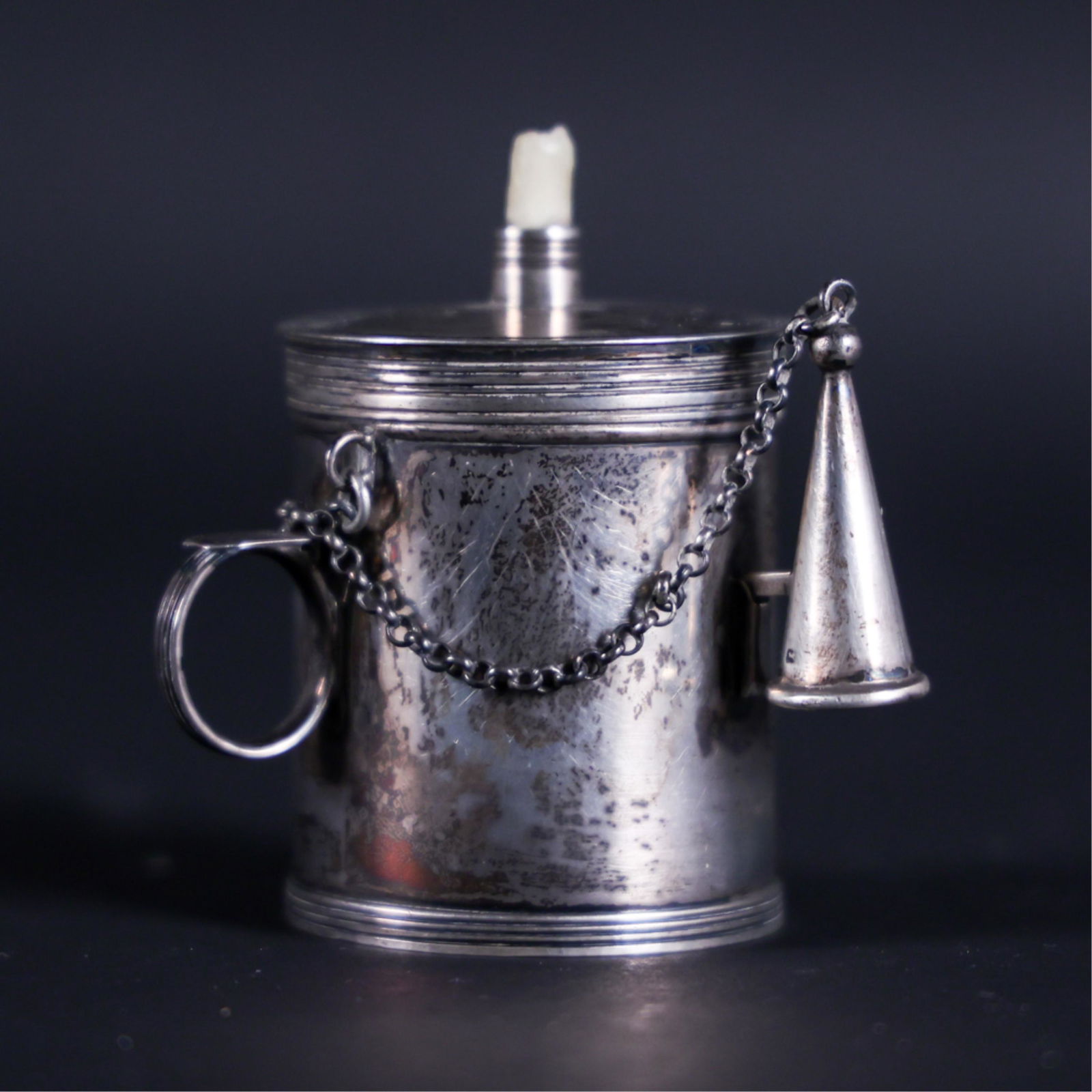 GEORGE III STERLING BOUGIE BOX W/ TAPER, C. 1803 (1 of 18)