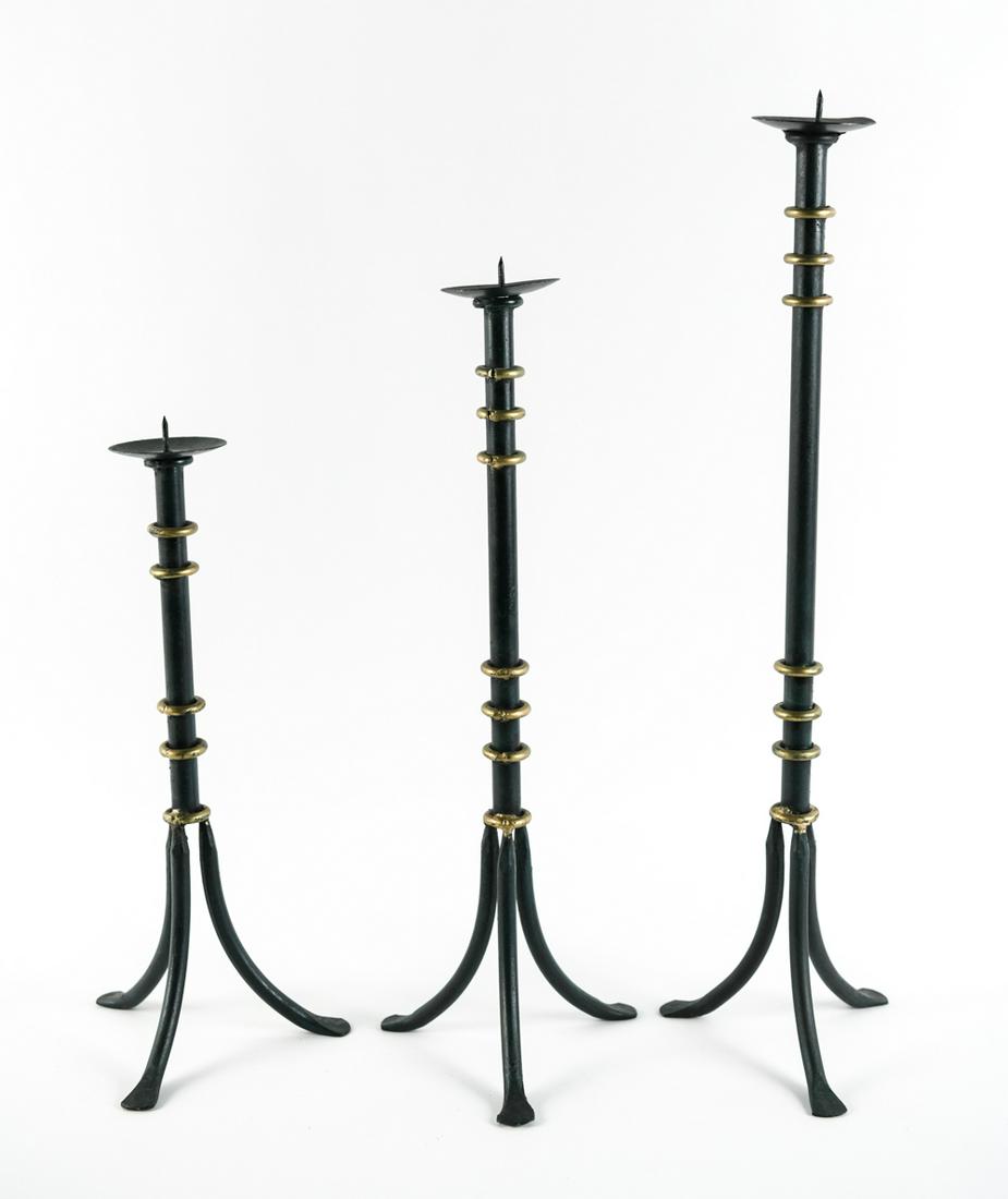 (3) PAINTED IRON CANDLE HOLDERS (1 of 8)