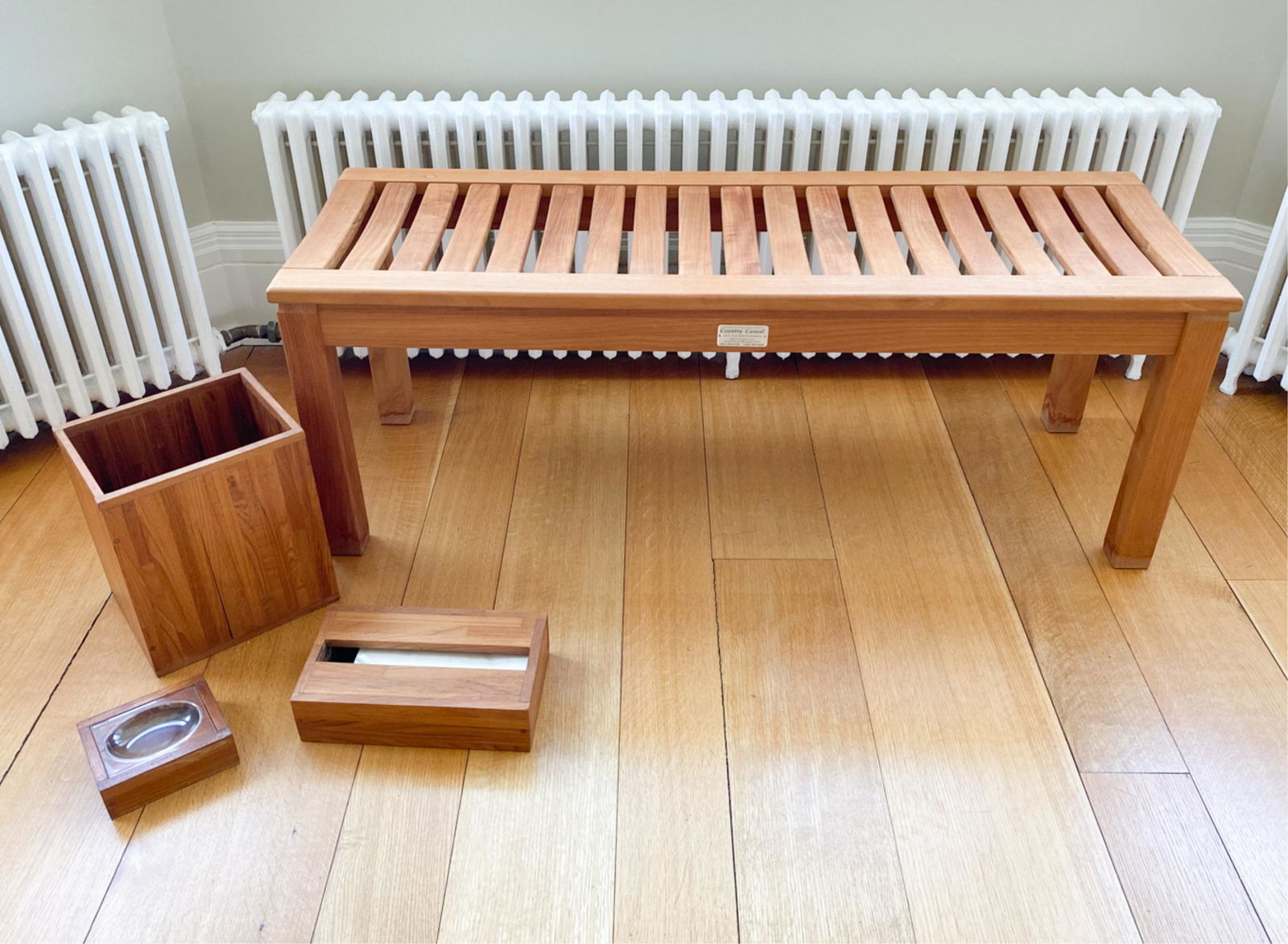 CONTEMPORARY TEAK GROUPING INCL. BENCH (1 of 5)