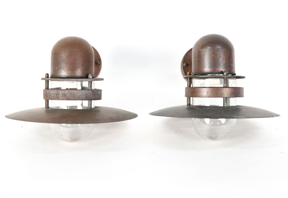 PAIR DANISH MID-CENTURY COPPER OUTDOOR SCONCES (1 of 13)