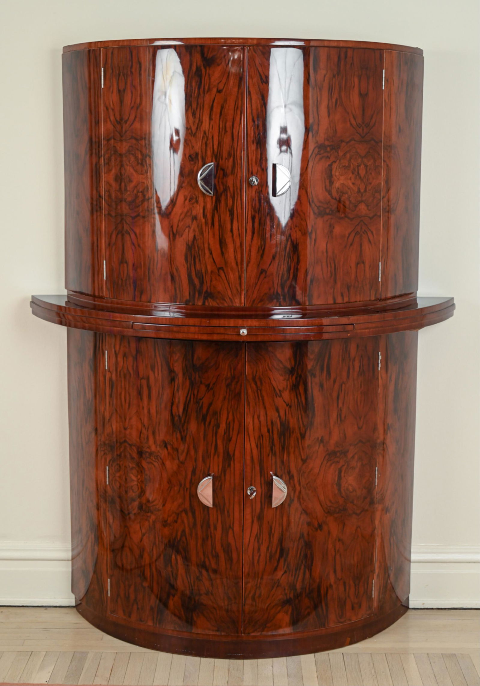 FRENCH ART DECO ILLUMINATED DEMILUNE BAR CABINET (1 of 18)