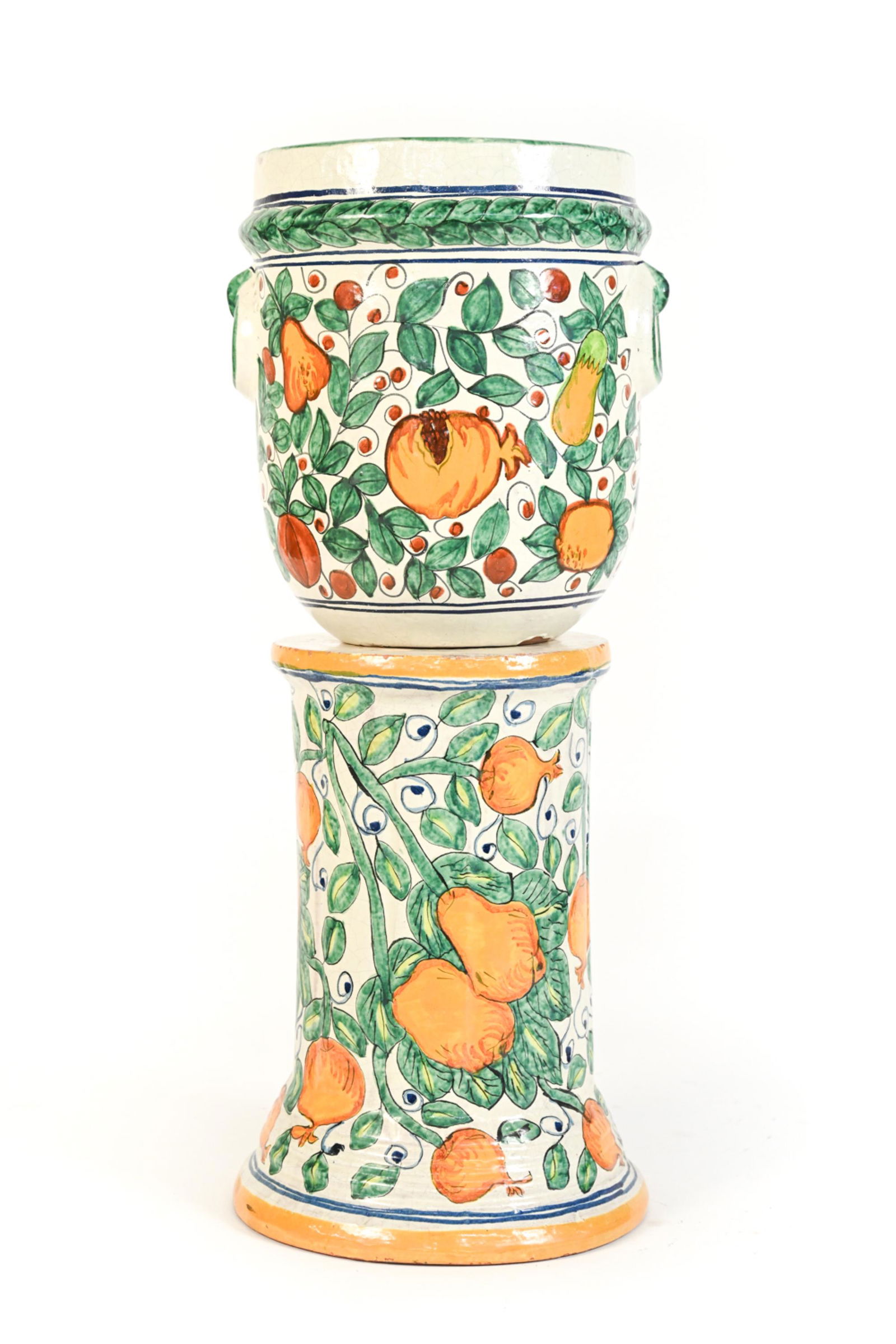 MEXICAN CERAMIC JARDINIERE ON STAND (1 of 16)