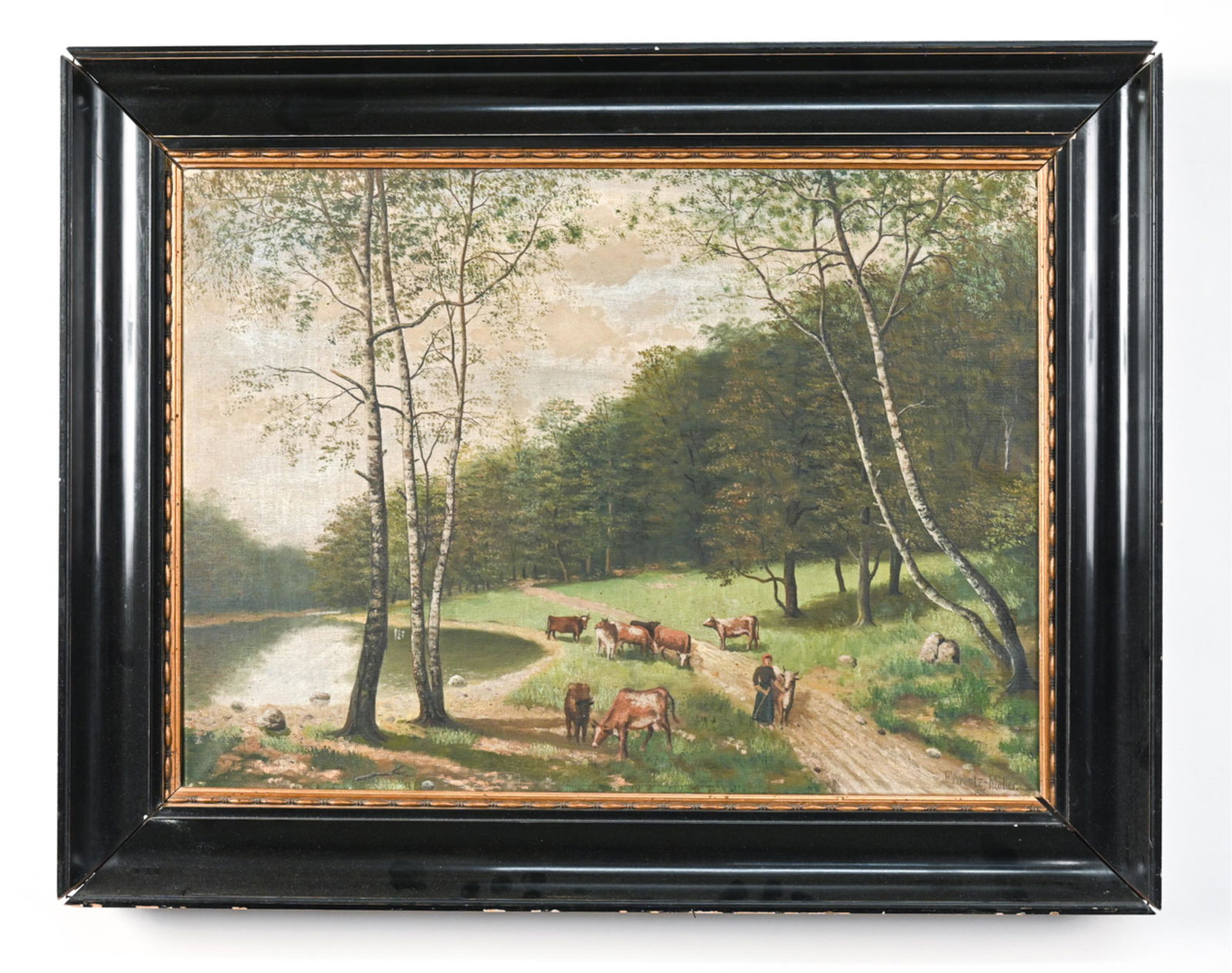 F. ARENTZ-MOLLER 1916 OIL ON CANVAS LANDSCAPE (1 of 11)