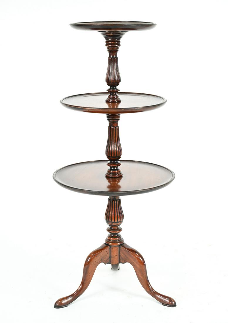 3-TIER MAHOGANY DUMBWAITER TABLE (1 of 9)