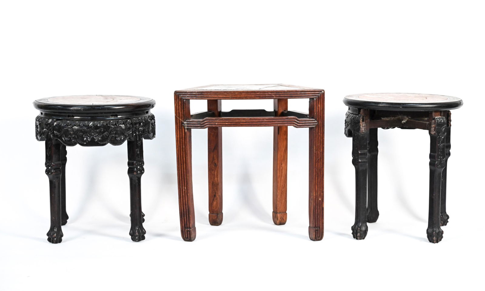 (3) CARVED CHINESE MARBLE TOP SIDE TABLES (1 of 14)