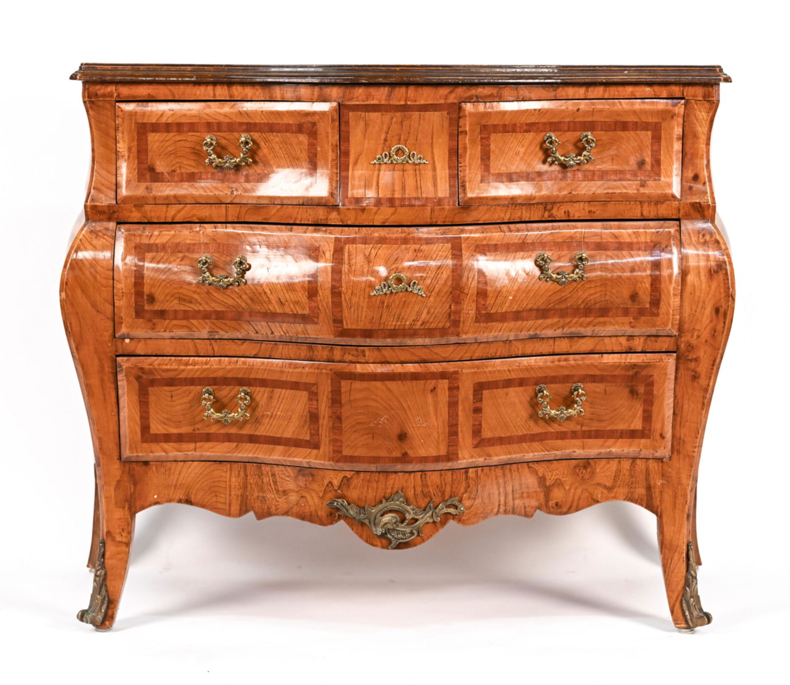 FRENCH ROCOCO STYLE INLAID BOMBE COMMODE (1 of 19)