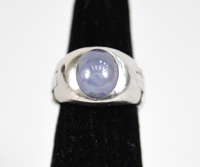 PLATINUM STAR SAPPHIRE FOLDED LINK RING (1 of 7)