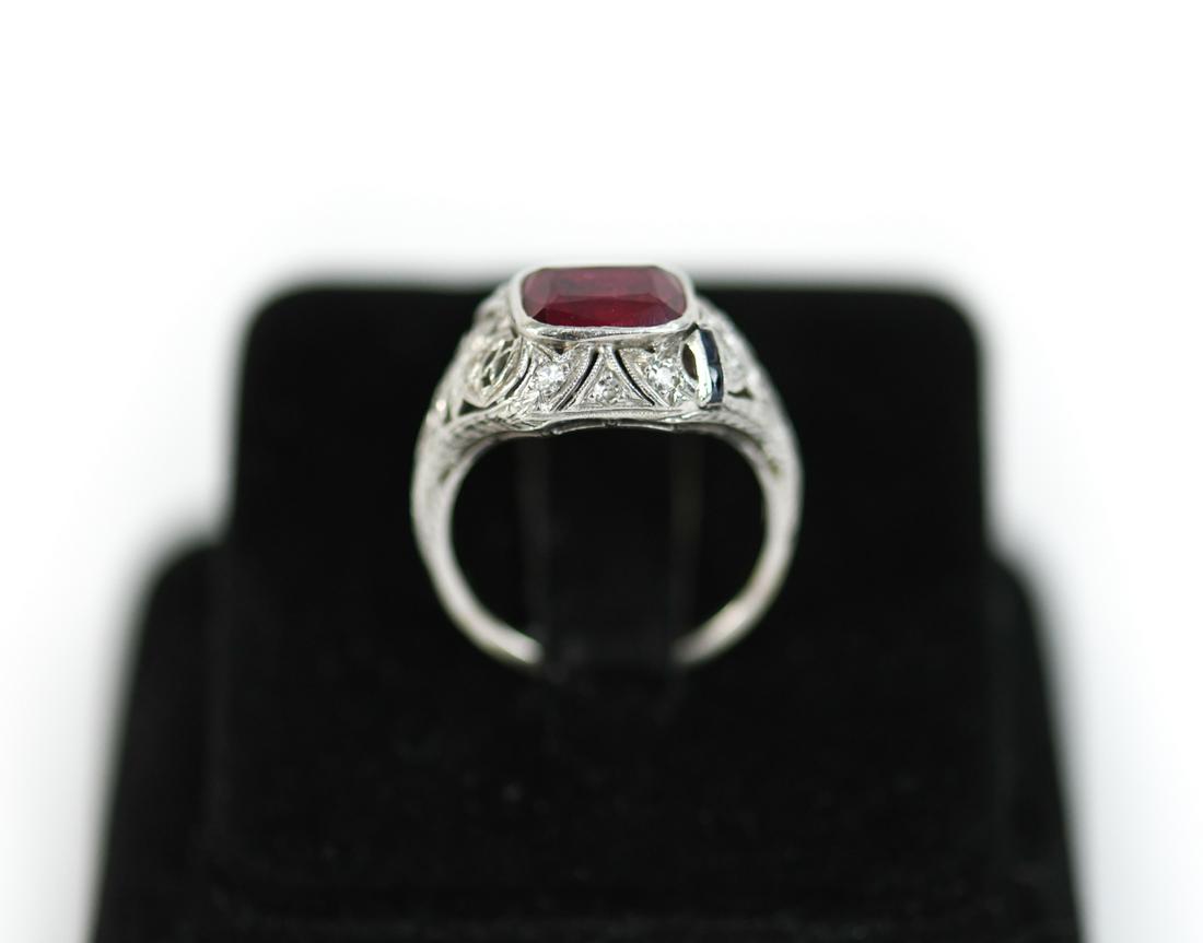 VINTAGE PLATINUM RUBY, SAPPHIRE & DIAMOND RING (1 of 7)