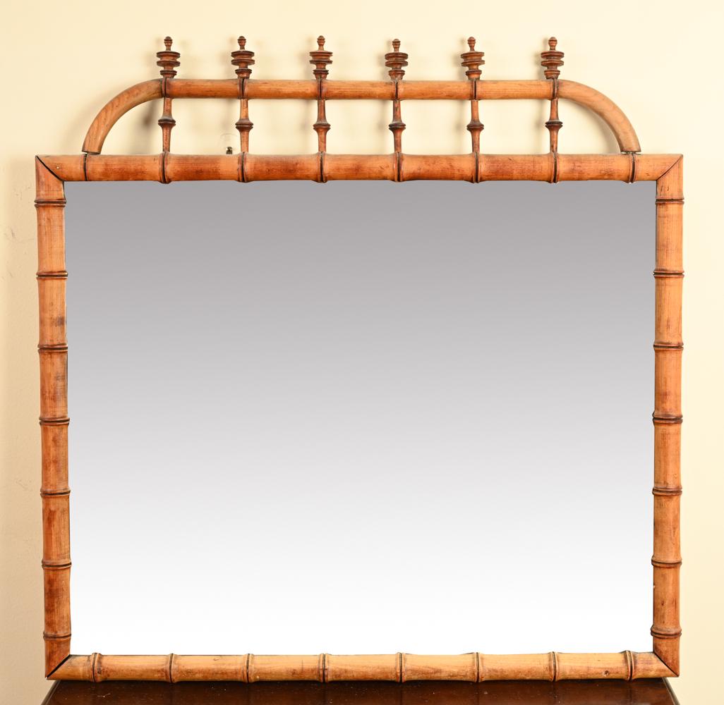 REGENCY STYLE ANTIQUE FAUX BAMBOO MIRROR (1 of 8)