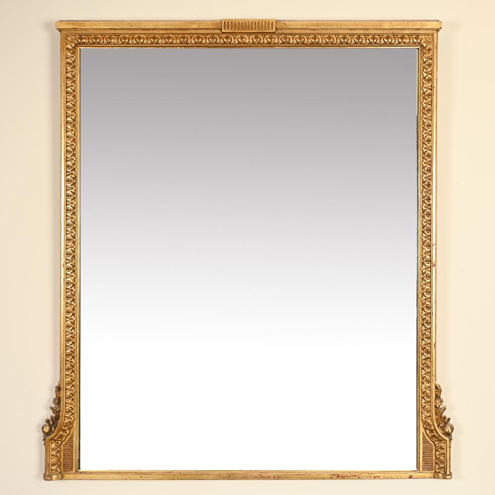 ANTIQUE GILT FRAME OVER MANTEL MIRROR (1 of 8)