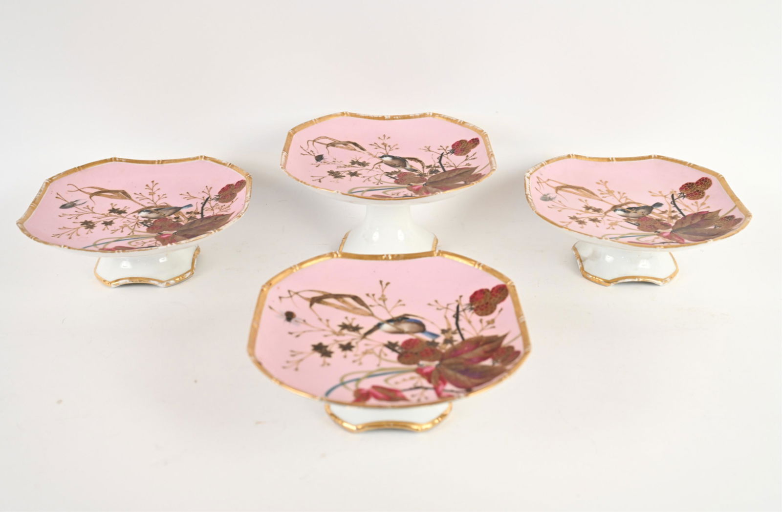 (4) 19TH C. BRITISH PAINTED PORCELAIN TAZZAS (1 of 14)