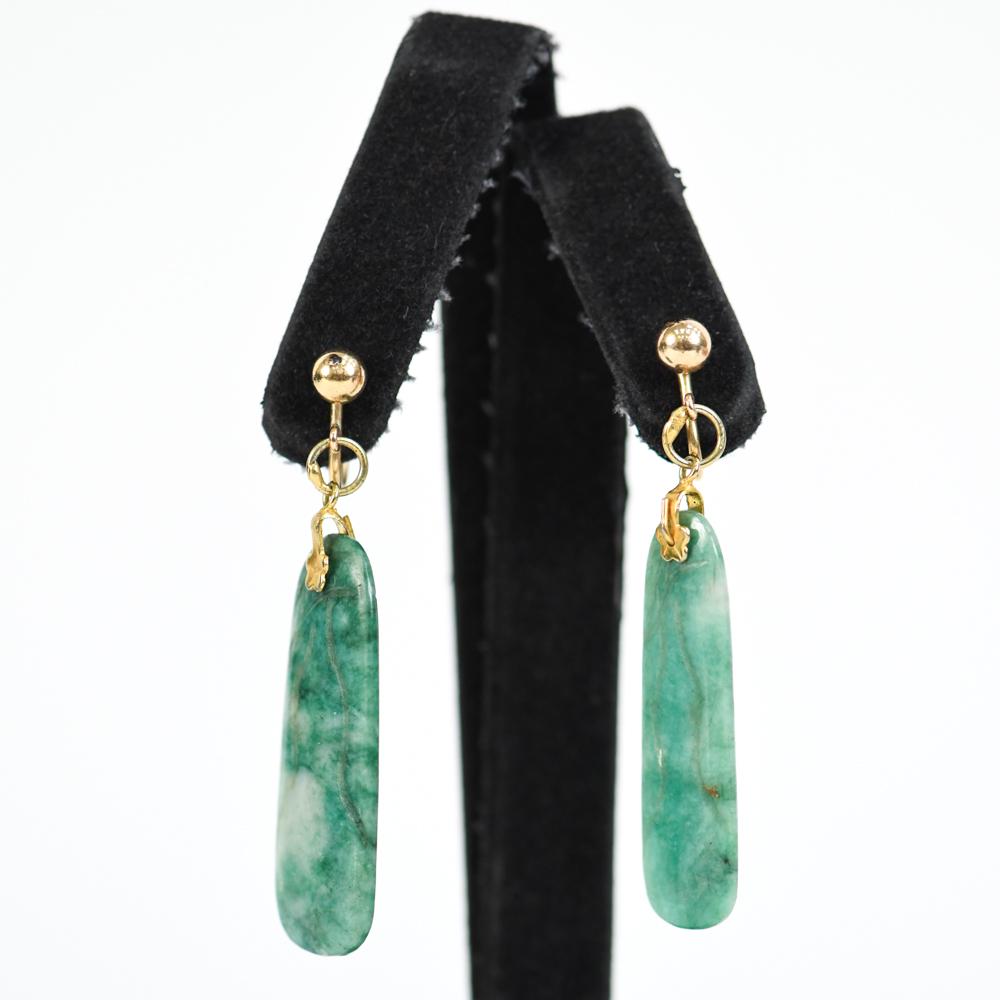 CHINESE CARVED JADE DROP EARRINGS (1 of 12)
