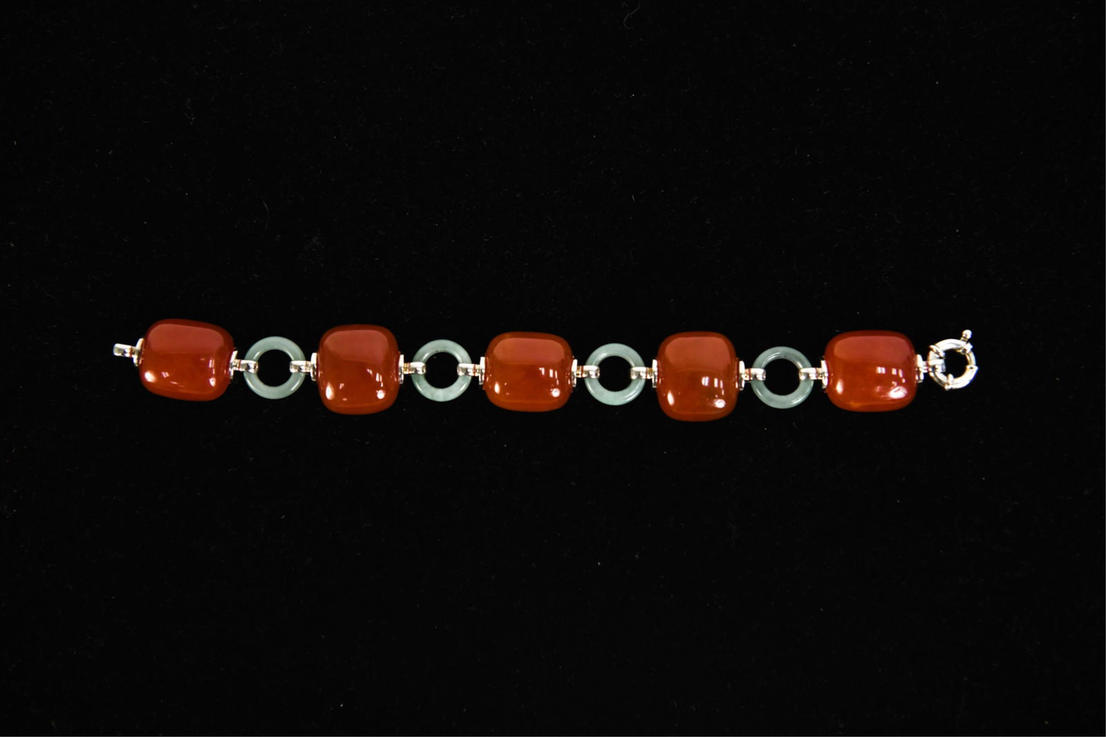 STERLING SILVER CARNELIAN & JADE BRACELET (1 of 10)