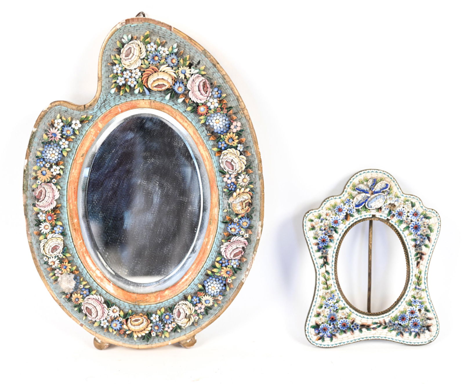 (2) ANTIQUE MICRO MOSAIC PICTURE FRAMES (1 of 9)