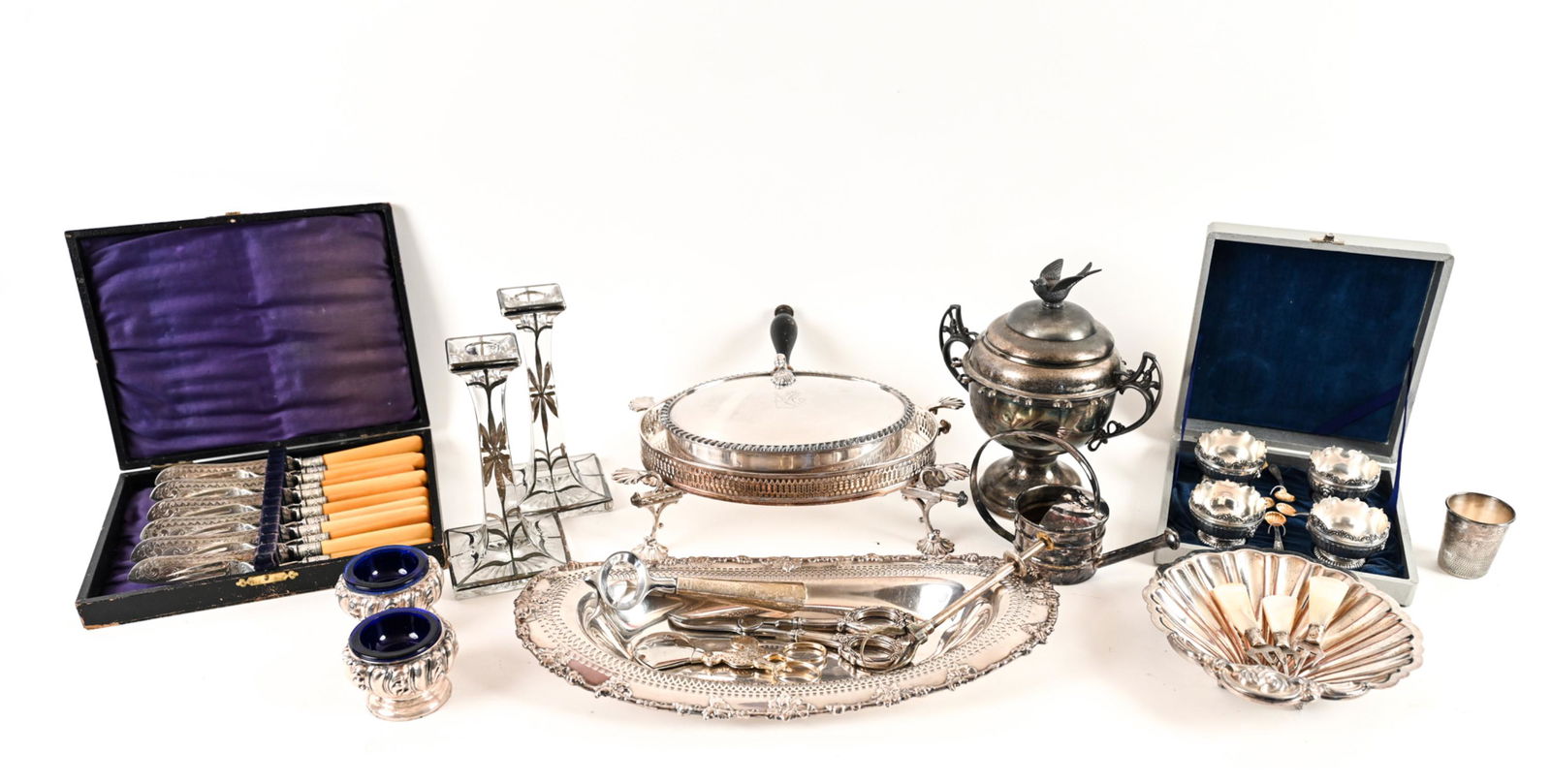 GROUPING OF SILVERPLATE INCL. STERLING (1 of 20)