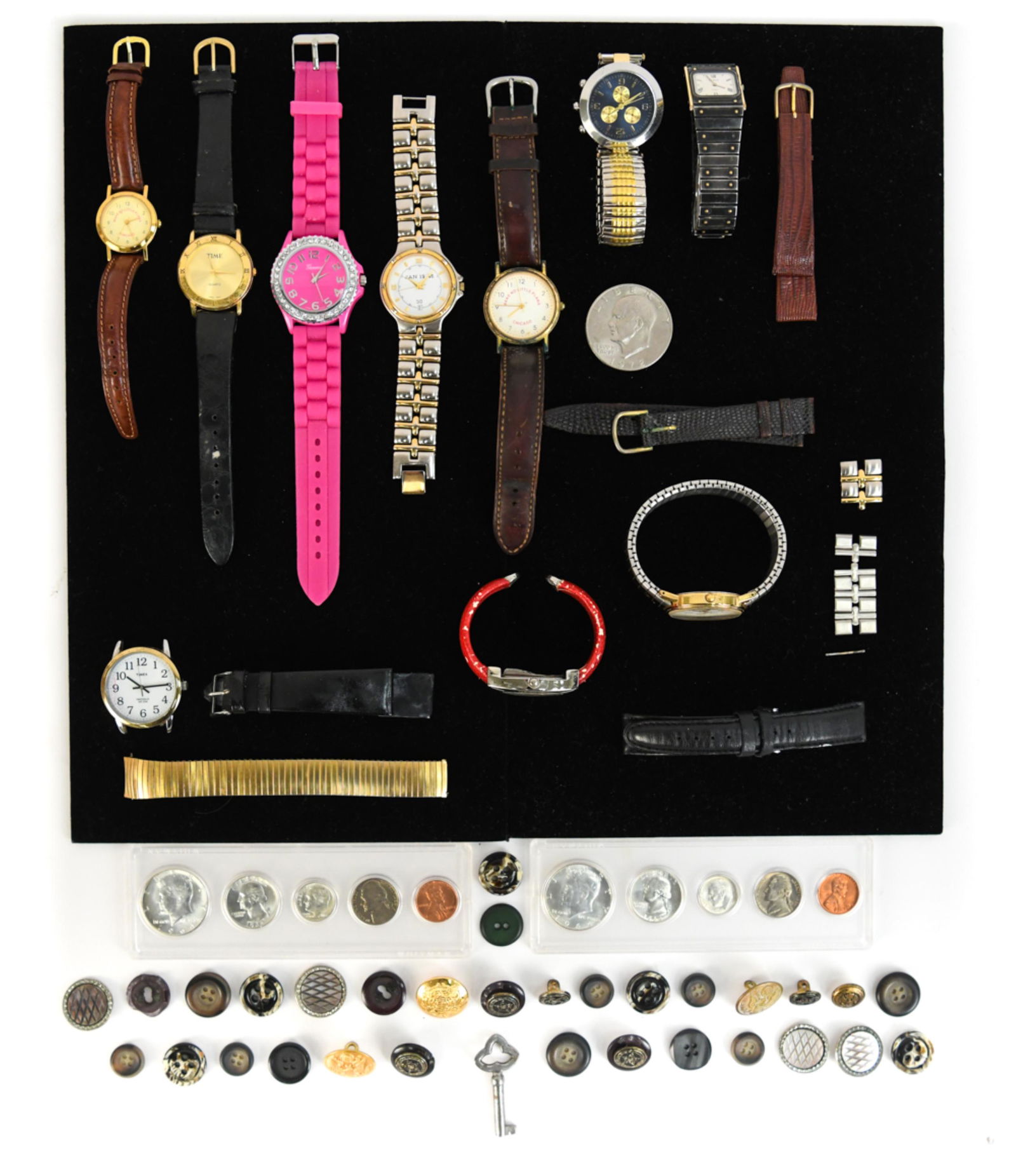 GROUPING OF COSTUME JEWELRY WATCHES, ETC (1 of 12)