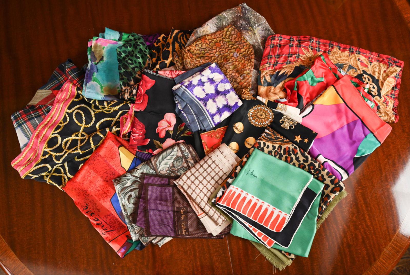 GROUPING OF DESIGNER SILK SCARVES 1980'S-90'S (1 of 17)