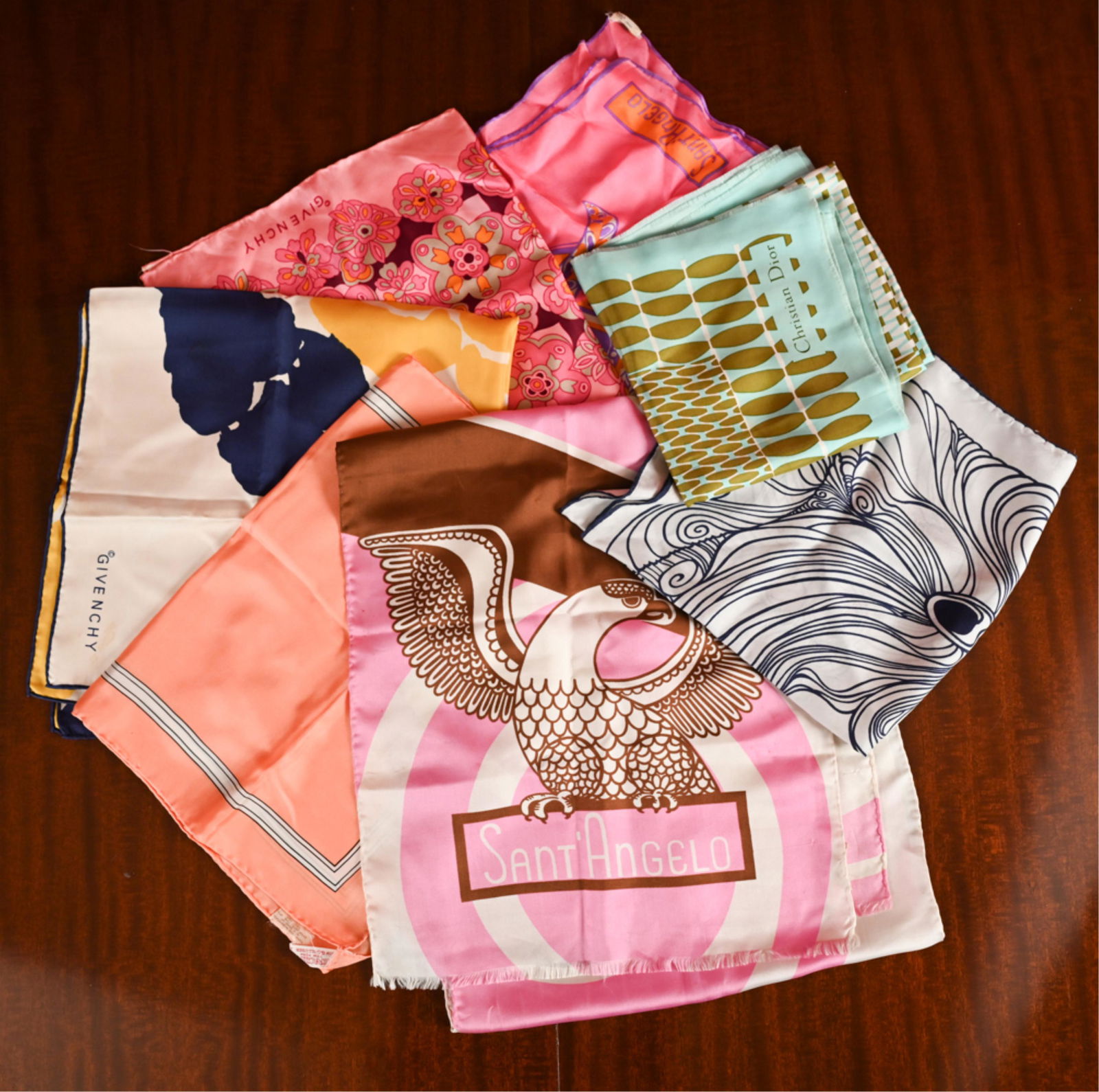 (7) DIOR, GIVENCHY & SANT'ANGELO SILK SCARVES (1 of 10)