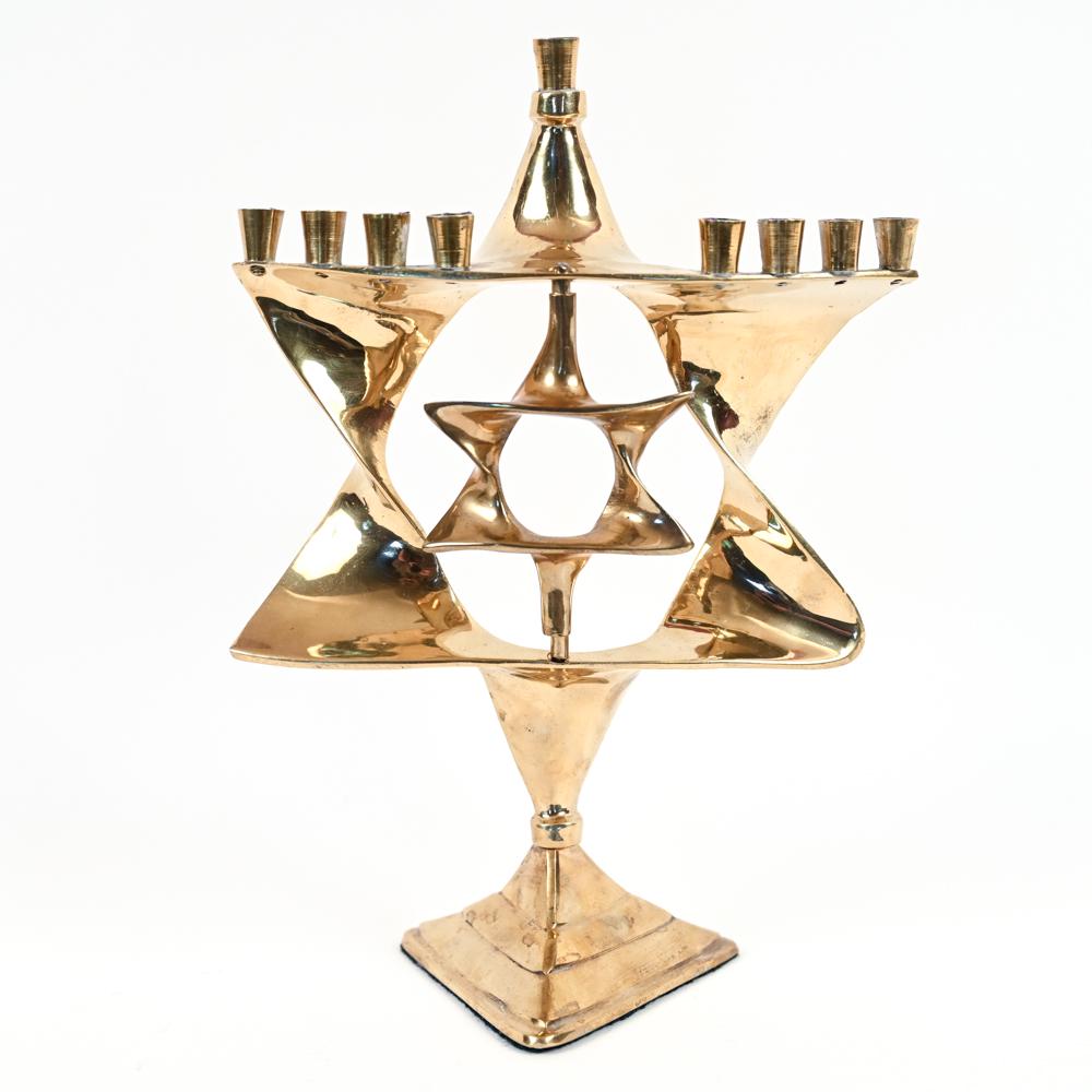 BRASS SPINNING STAR OF DAVID FORM MENORAH (1 of 19)