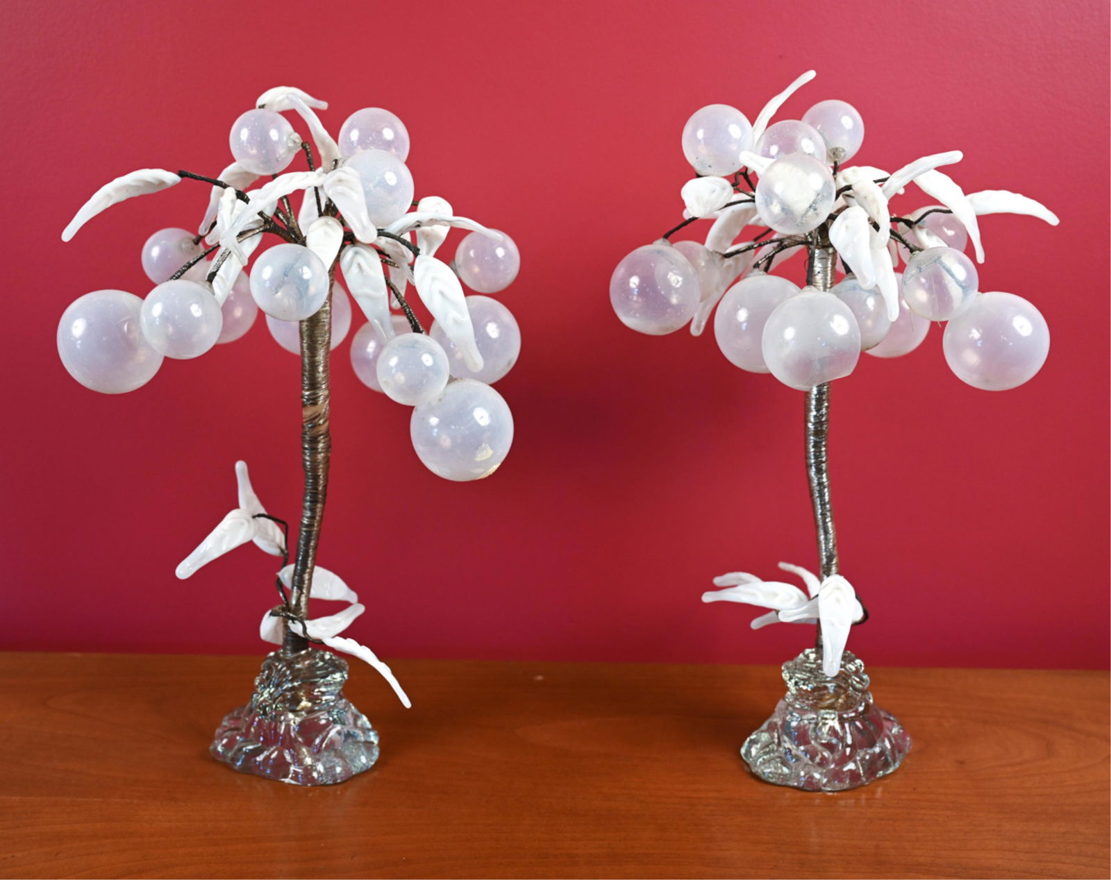 PAIR OF ART GLASS FLOWER SCULPTURES (1 of 14)