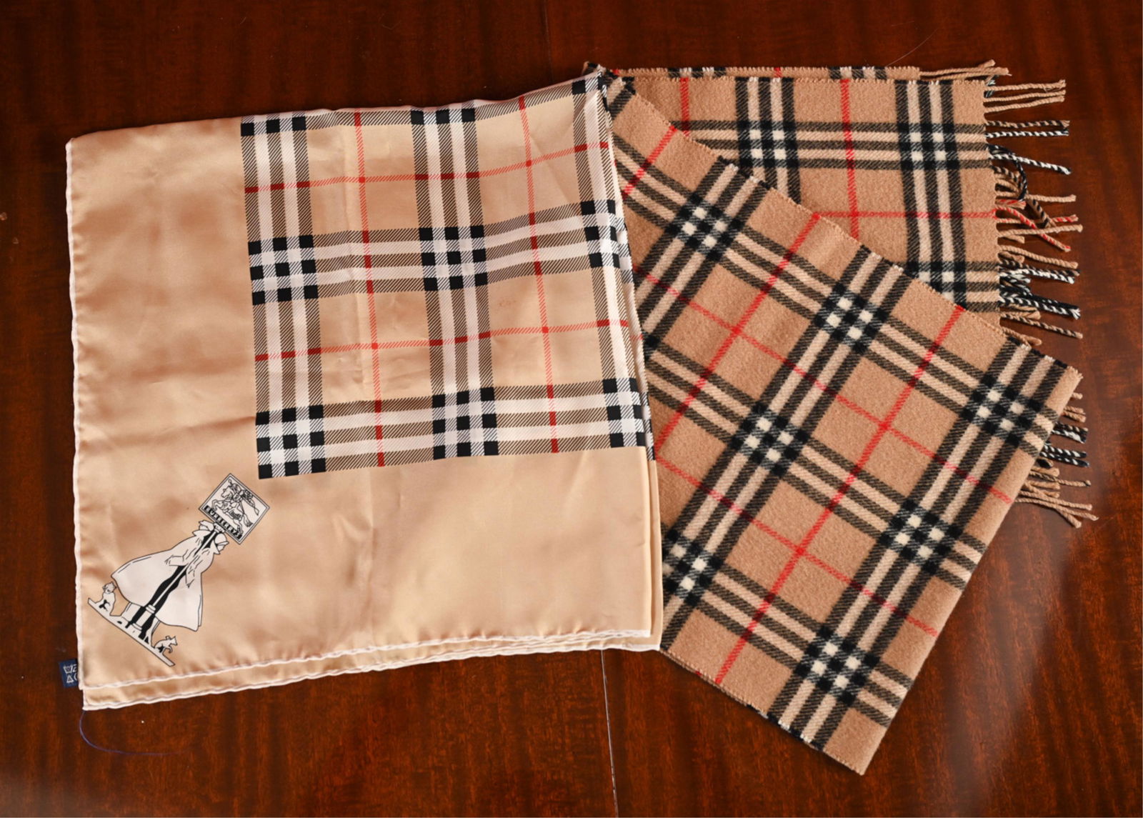 (2) C.1990'S BURBERRY SCARVES, WOOL & SILK (1 of 9)