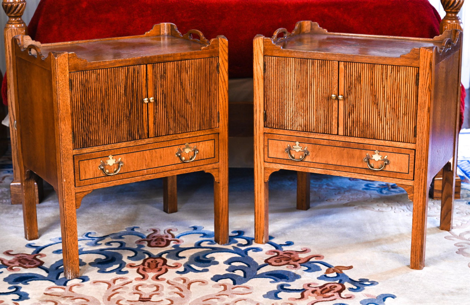 PAIR OF BAKER TAMBOUR DOOR NIGHTSTANDS (1 of 16)