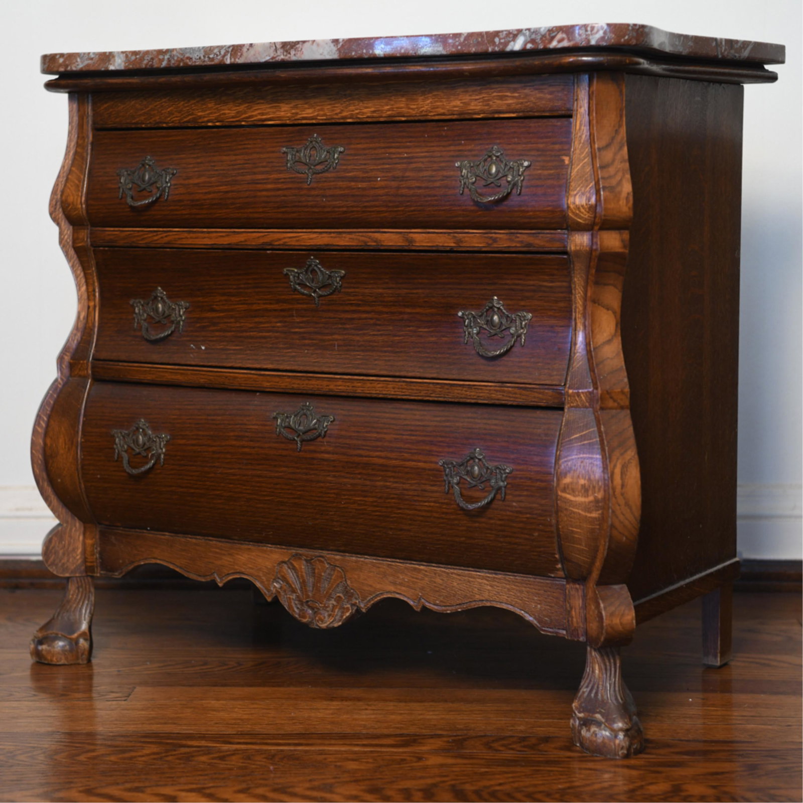 ANTIQUE OAK DIMINUTIVE BOMBE CHEST (1 of 12)