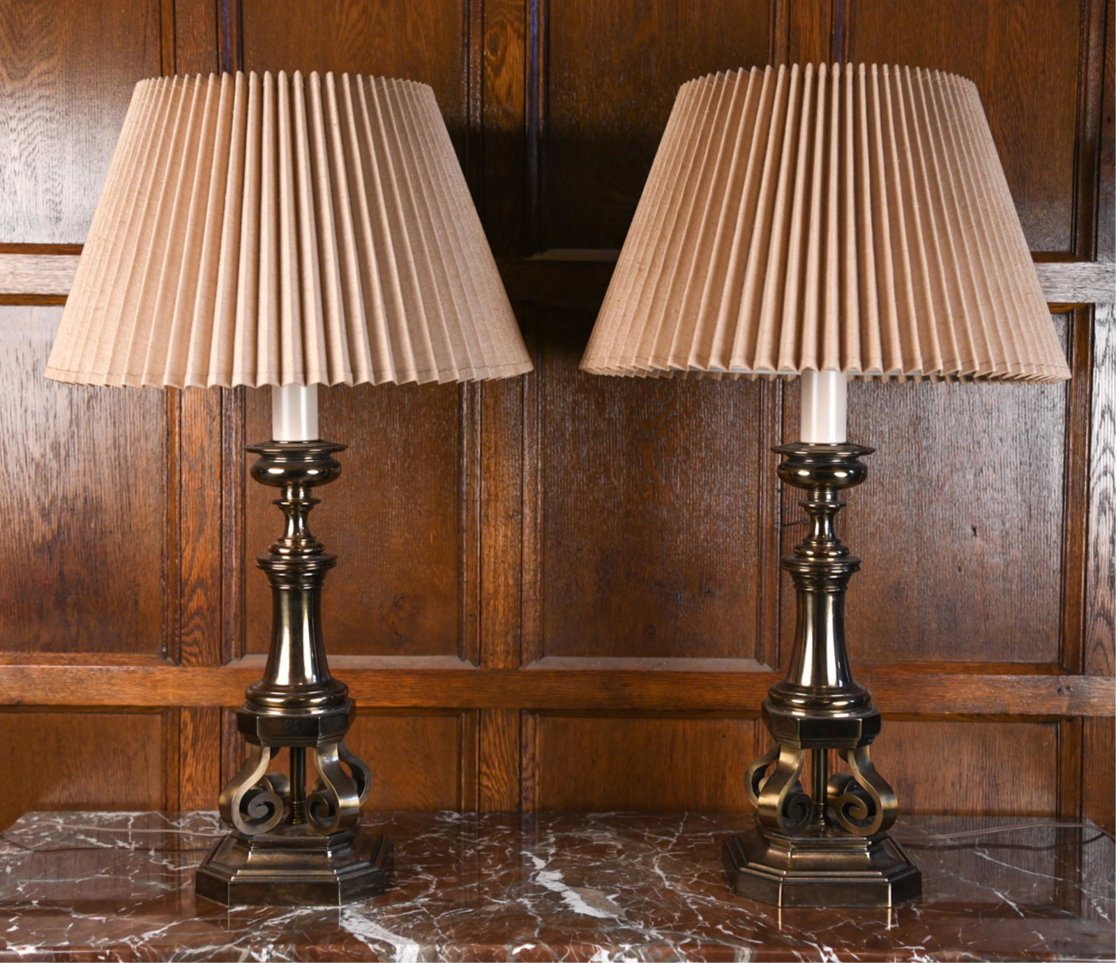 PAIR OF MODERN BRUSHED METAL LAMPS (1 of 16)