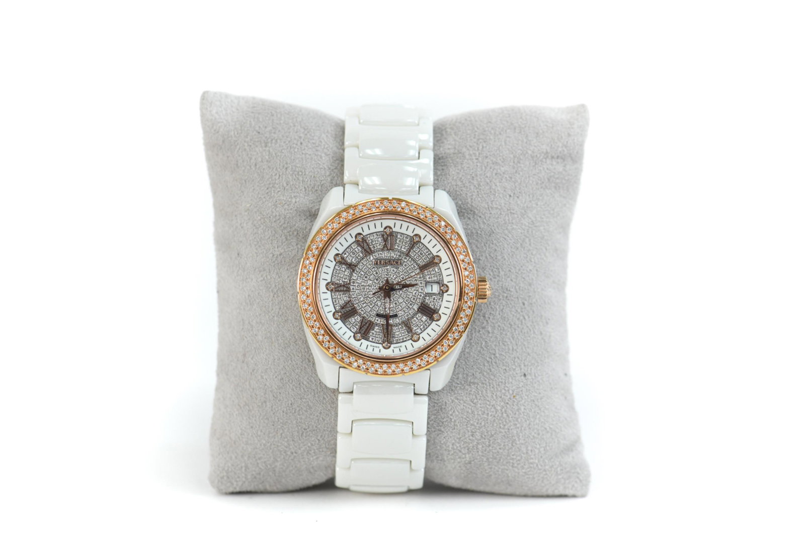 VERSACE DV ONE PAVE DIAMOND ROSE GOLD WATCH (1 of 10)