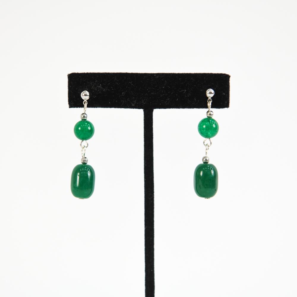 STERLING SILVER & JADE DANGLE EARRINGS (1 of 5)