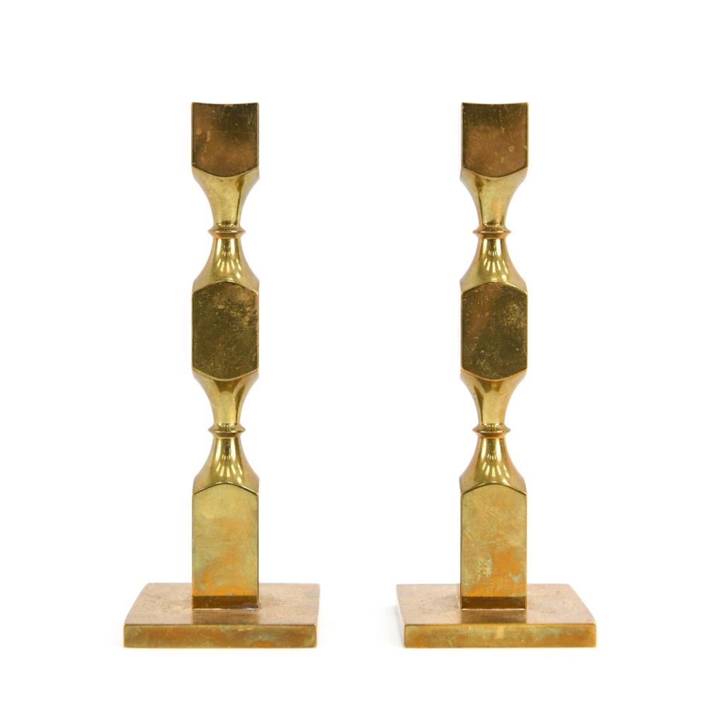PAIR LARS BERGSTEN BRASS CANDLE HOLDERS FOR GUSUM (1 of 8)