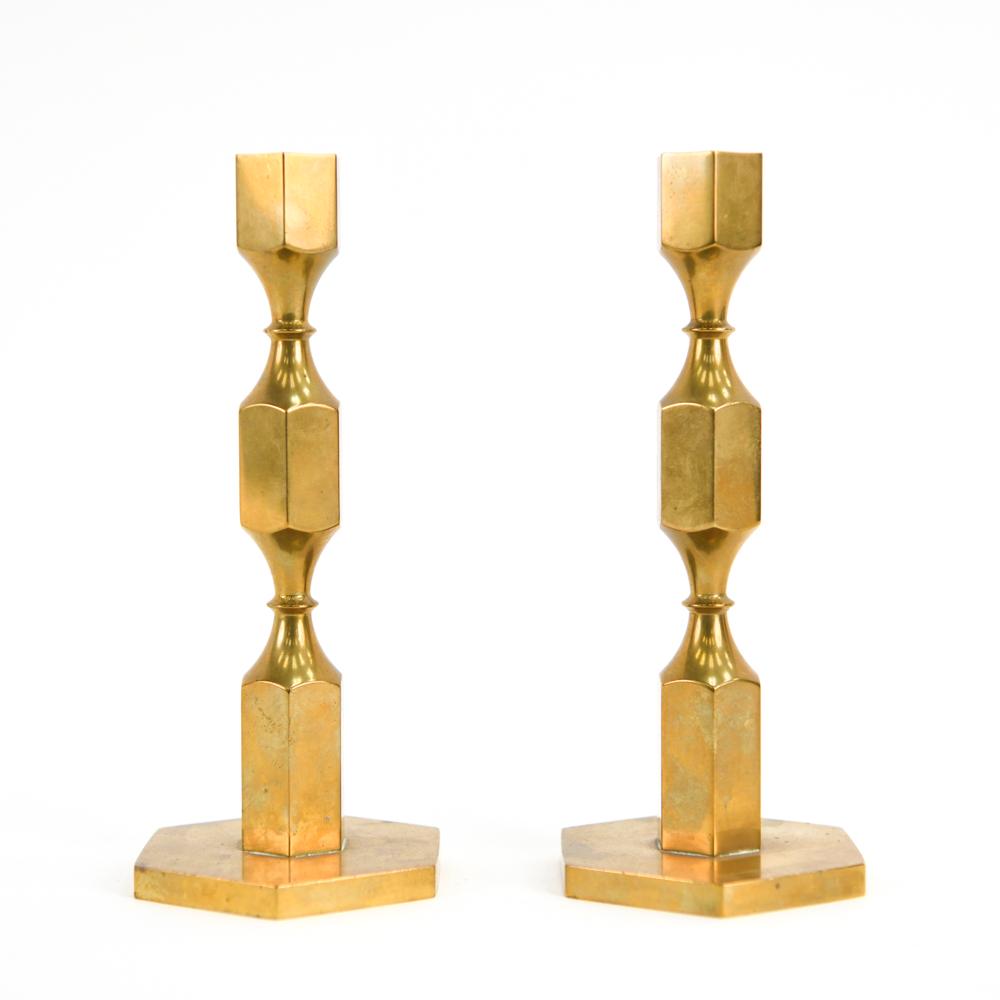 PAIR LARS BERGSTEN BRASS CANDLE HOLDERS FOR GUSUM (1 of 7)