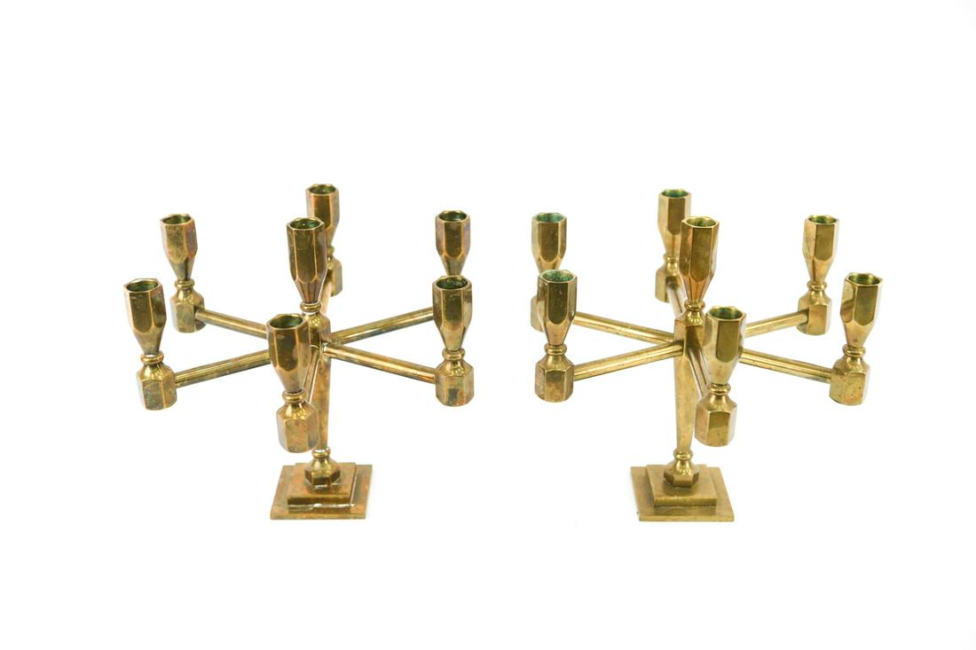 PAIR LARS BERGSTEN BRASS CANDELABRAS FOR GUSUM (1 of 14)