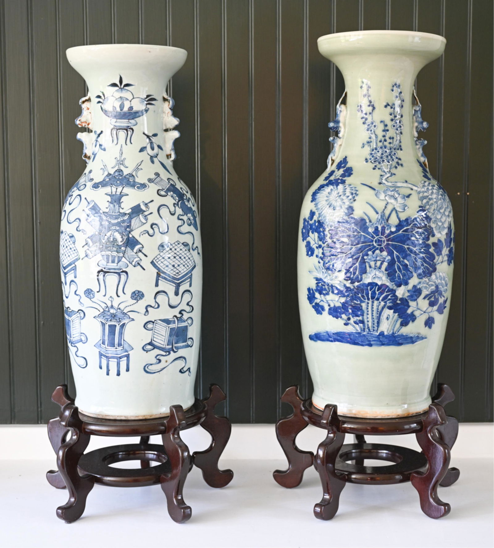 (2) CHINESE BLUE AND WHITE CERAMIC VASES (1 of 20)