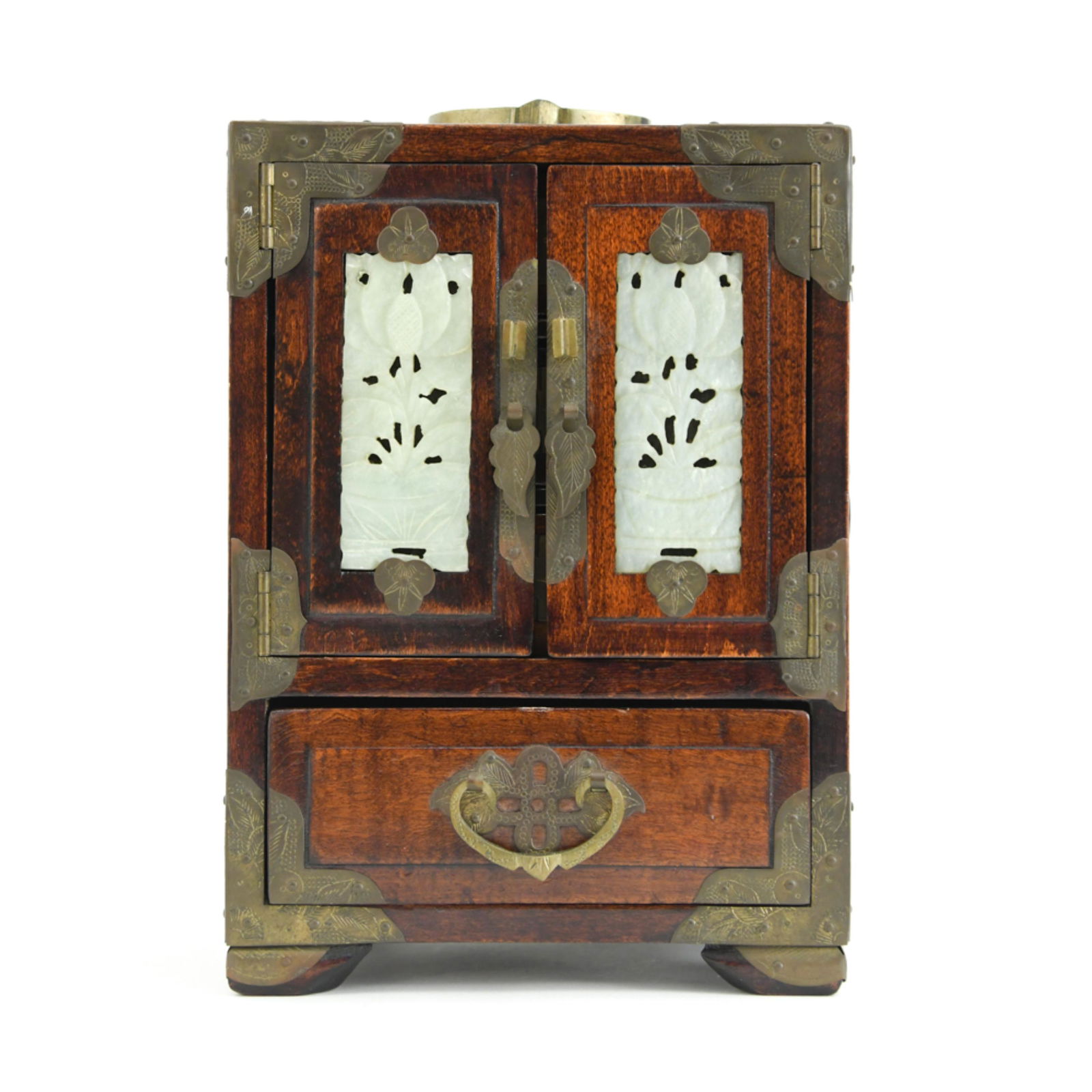 20TH C. CHINESE JADE INSET JEWELRY CHEST (1 of 11)