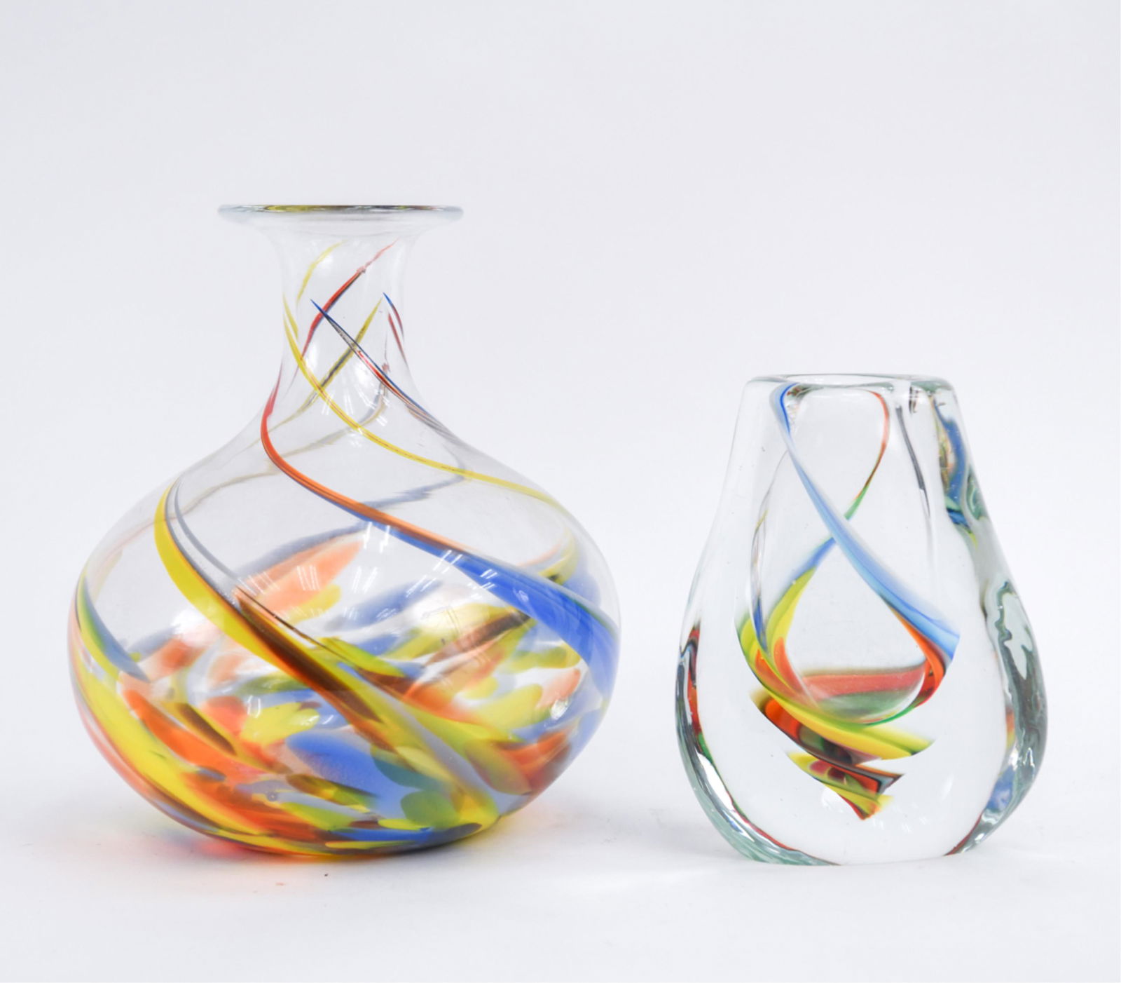 (2) VINTAGE MURANO-STYLE GLASS CASED SWIRL VASES (1 of 13)
