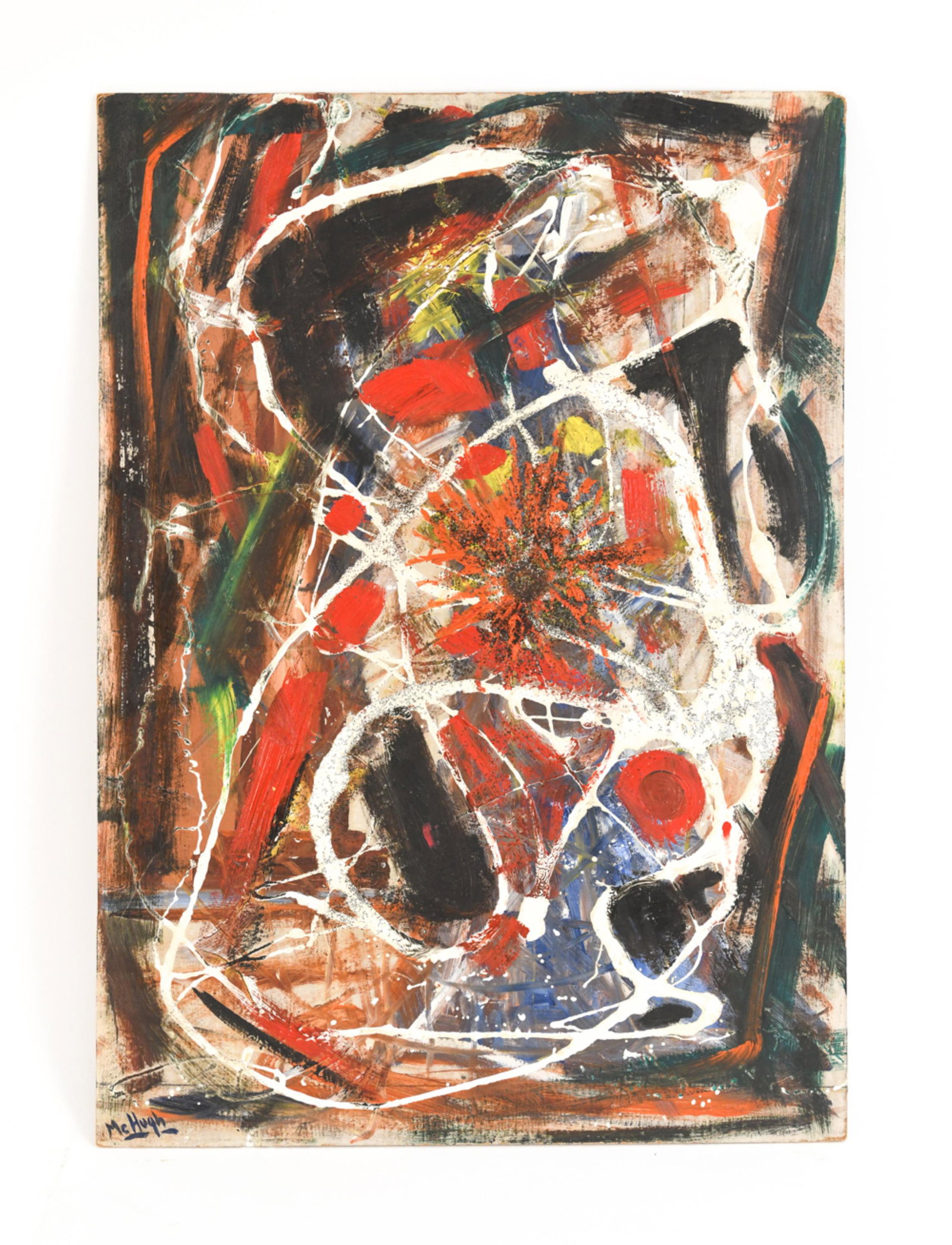 MODERN ABSTRACT OIL ON MASONITE, SIGNED (1 of 8)