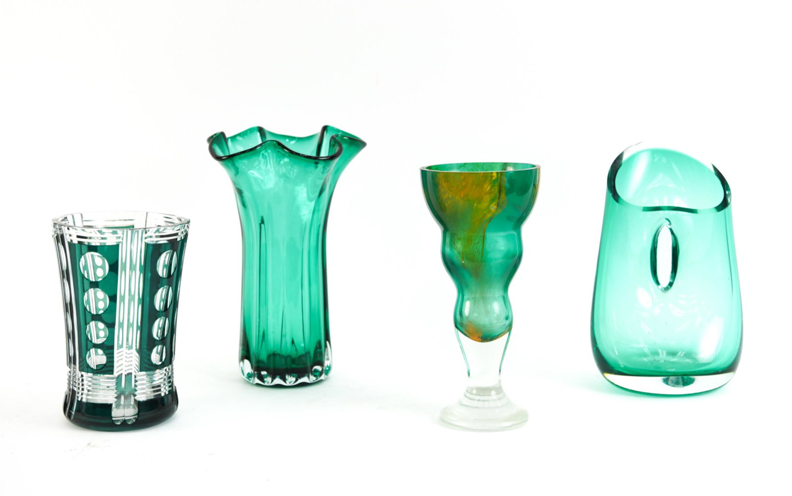 (4) EMERALD ART GLASS VASES (1 of 18)