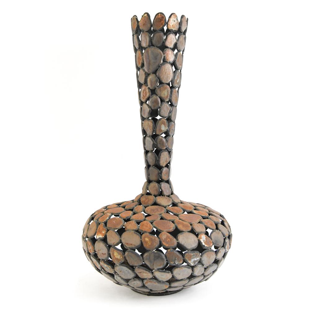 BRUTALIST STYLE METAL FLOOR VASE (1 of 8)