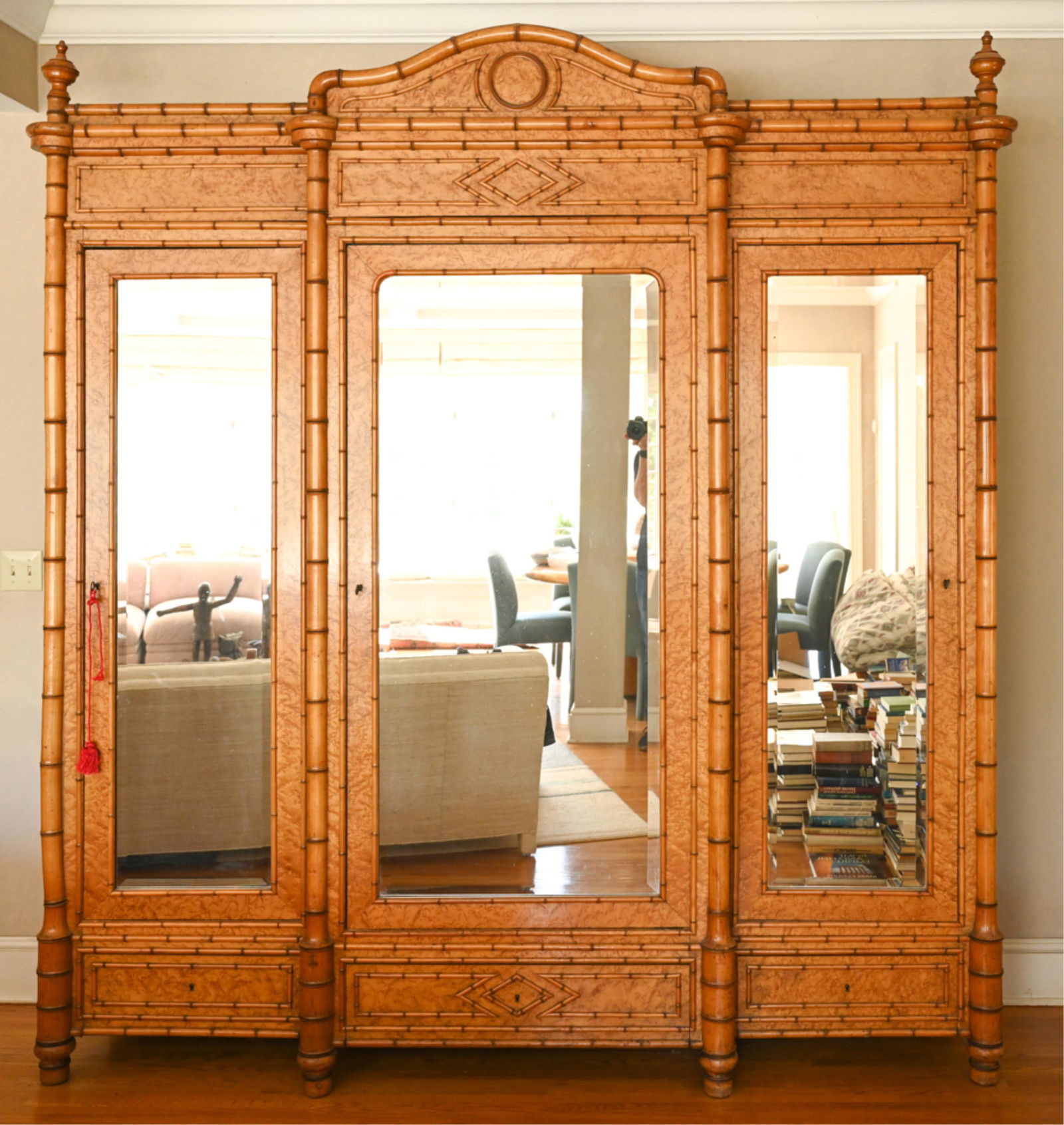LARGE 19TH C. BIEDERMEIER WALNUT ARMOIRE CABINET (1 of 17)